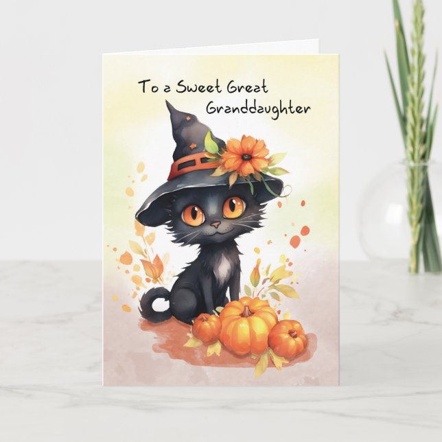 Great Grandtochter Sweet Halloween Cat Karte (Vorderseite)
