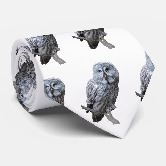 Great Gray Owl Neck Tie Krawatte (Gerollt)