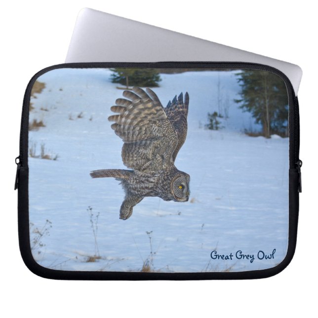 Great Gray Owl Raptor Wildlife Foto Laptopschutzhülle (Vorderseite)