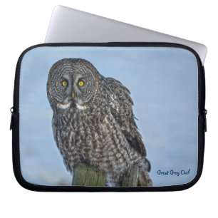 Great Gray Owl Raptor Winter Wildlife Foto Laptopschutzhülle