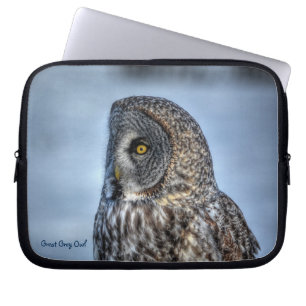 Great Gray Owl Raptor Winter Wildlife Foto Laptopschutzhülle