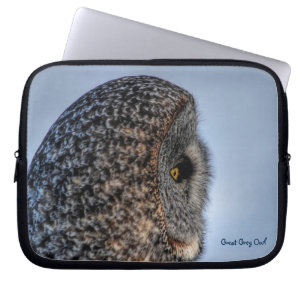 Great Gray Owl Raptor Winter Wildlife Foto Laptopschutzhülle