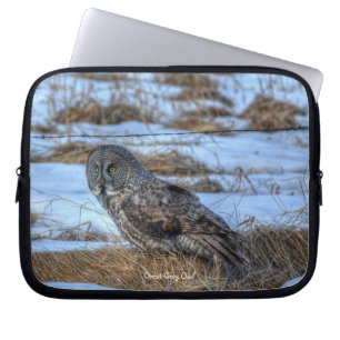 Great Gray Owl Raptor Winter Wildlife Foto Laptopschutzhülle