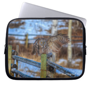 Great Gray Owl Raptor Winter Wildlife Foto Laptopschutzhülle