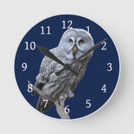 Great Gray Owl Runde Wanduhr