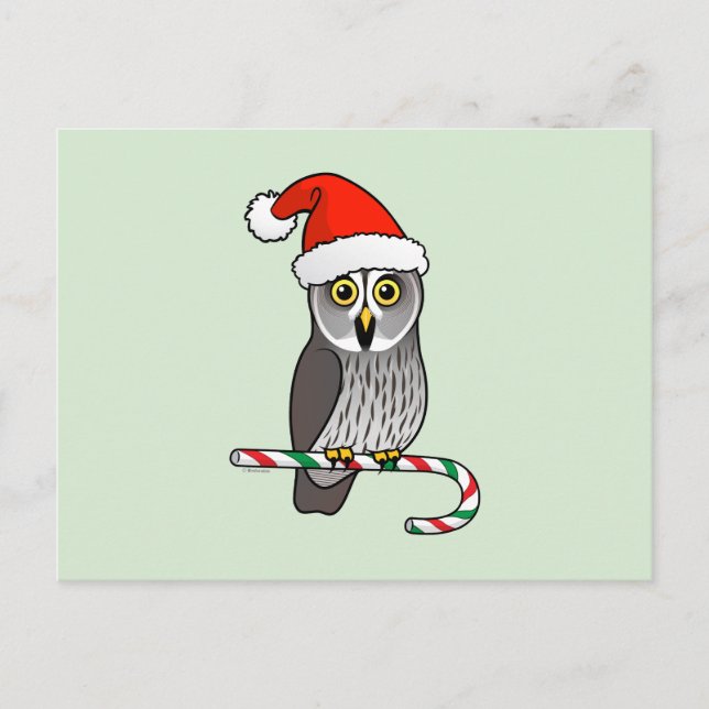 Great Gray Owl Santa Feiertagspostkarte (Vorderseite)