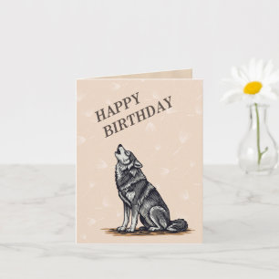 Great Gray Wolf Howling Wildlife Happy Birthday Karte