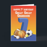 Great Great Grandson 7th Birthday Sports Balls Karte<br><div class="desc">Machen Sie ein unvergessliches 7. Geburtstagsfest für einen Ururenkel,  der auch Sportliebhaber ist. Sie geben ihm einfach diese Sportkarte,  um ihn an seinem besonderen Tag zu grüßen und Sie werden sicherlich das Funken in seinen Augen sehen,  wenn er das bekommt.</div>