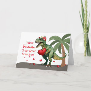 Great Great Grandson Valentine Dinosaur Hat Herz Karte