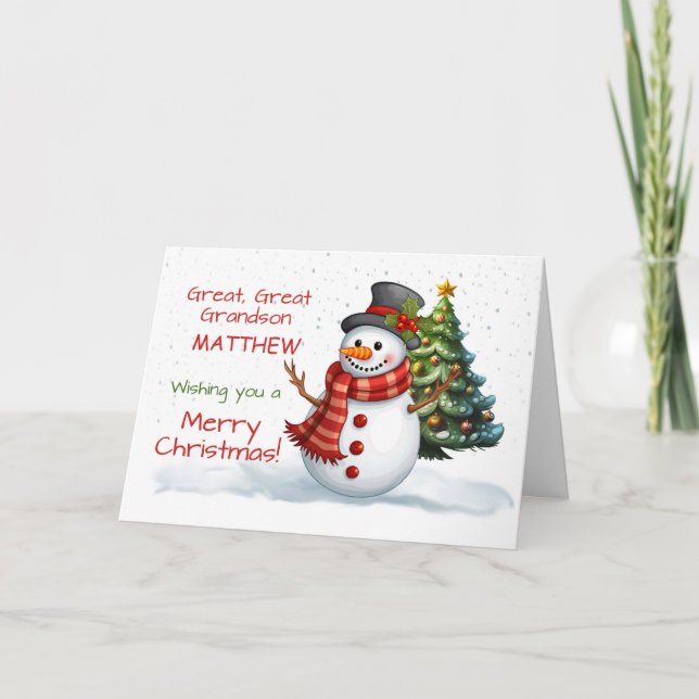 Great Great Great Grandson Niedlich Weihnachtsschn Karte (Vorderseite)
