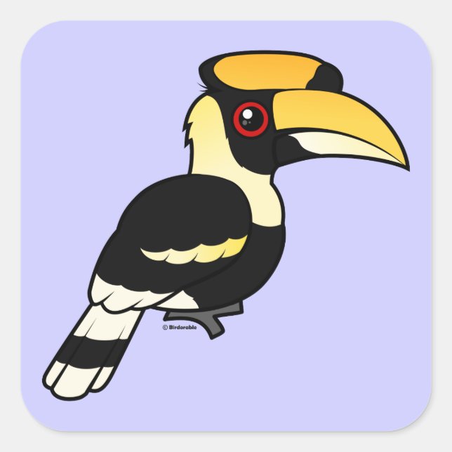 Great Hornbill Quadratischer Aufkleber (Vorderseite)