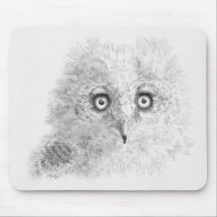 Great Horned Owlet Zeichnend Mousepad