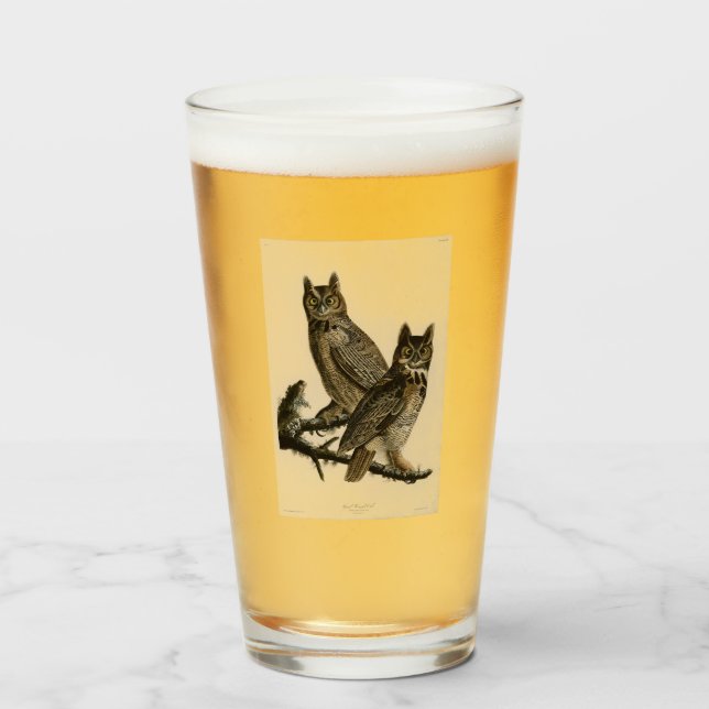 Great Horned Owls (von John James Audubon) Glas (Vorne (Gefüllt))