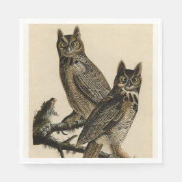 Great Horned Owls (von John James Audubon) Serviette