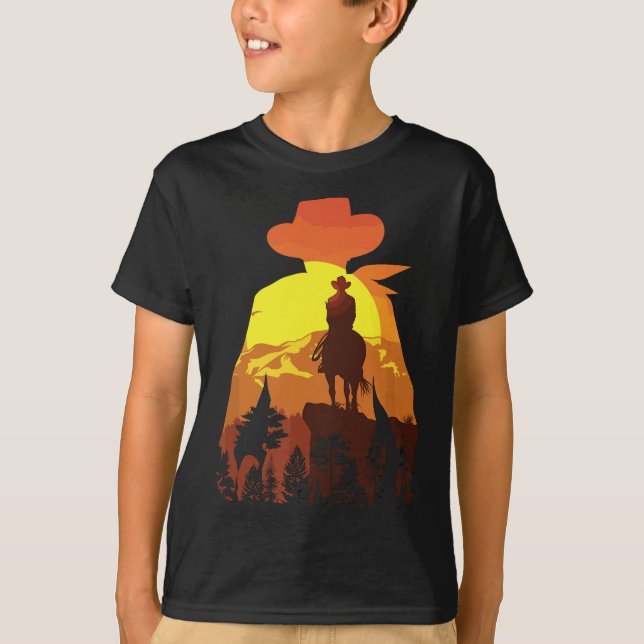 Great Horse Riding Cowboy Western Land T-Shirt (Vorderseite)