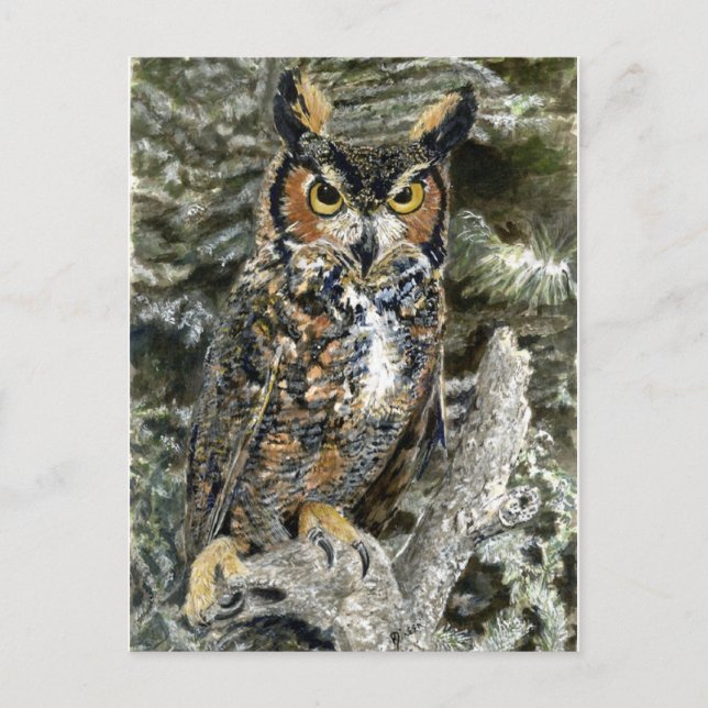 Great Horwl Owl Post Card Postkarte (Vorderseite)