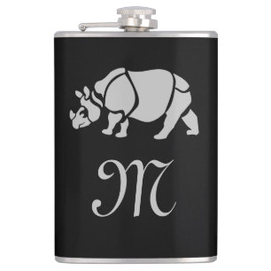 Great Indian Rhinoceros The Unicorn Rhino Monogram Flachmann