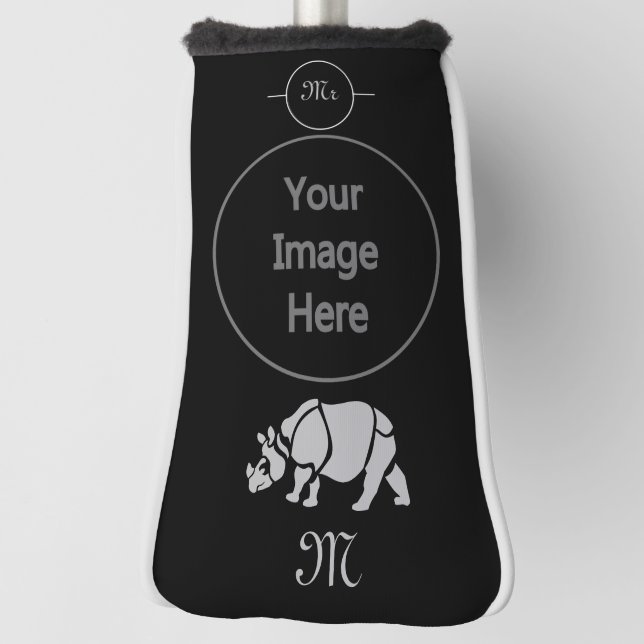 Great Indian Rhinoceros The Unicorn Rhino Monogram Golf Headcover (Rotieren 90)