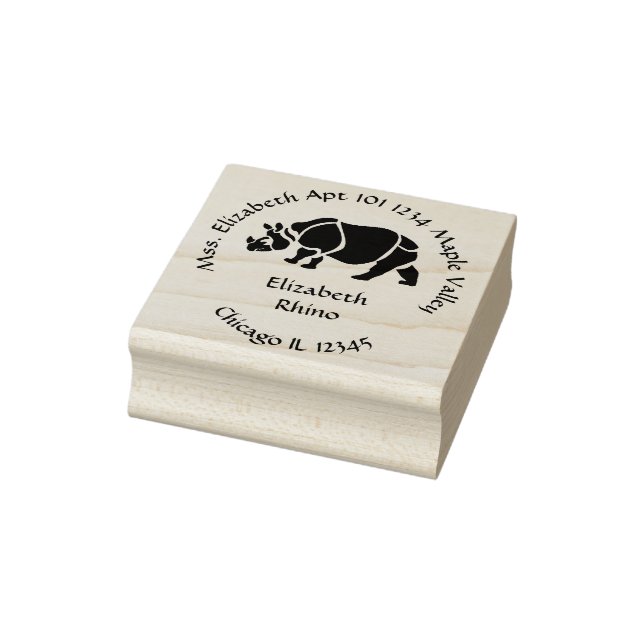 Great Indian Unicorn Rhino Name Address Gummistempel (Stempel)
