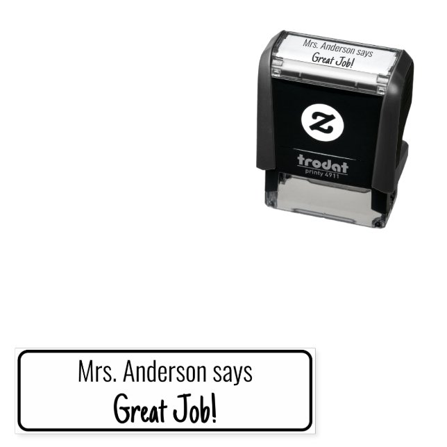 Great Job! and Teacher's Name Text Template Permastempel (Beispiel)
