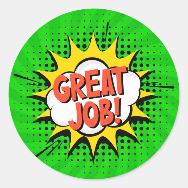 Great Job Comic Book Pop Art Sticker (Vorderseite)