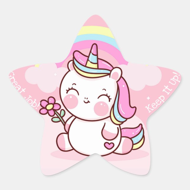 Great Job Kawaii Star Sticker (Vorderseite)