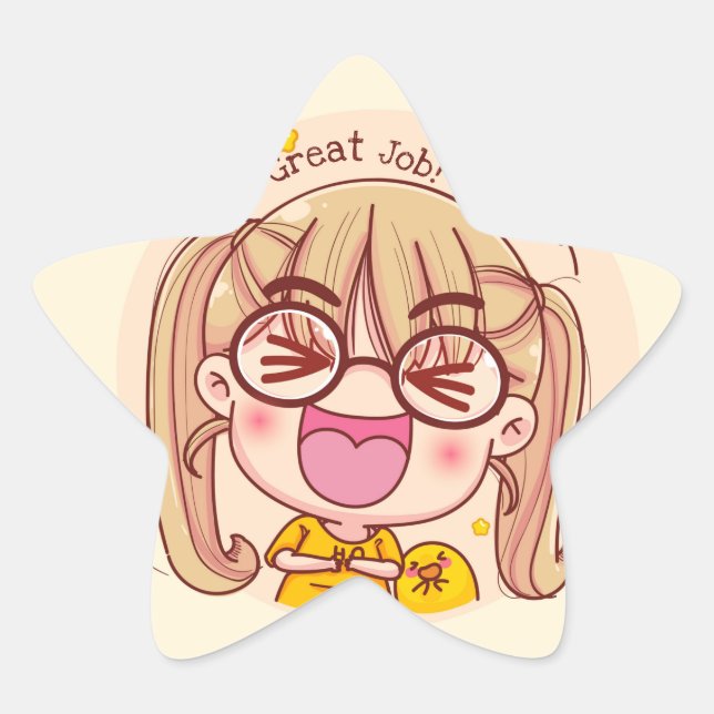 Great Job Kawaii Stern-Aufkleber (Vorderseite)