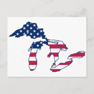 Great Lakes American Flag Postkarte