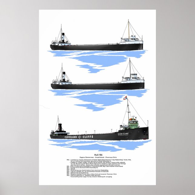 Great Lakes Freighter Grand Island History Poster (Vorne)