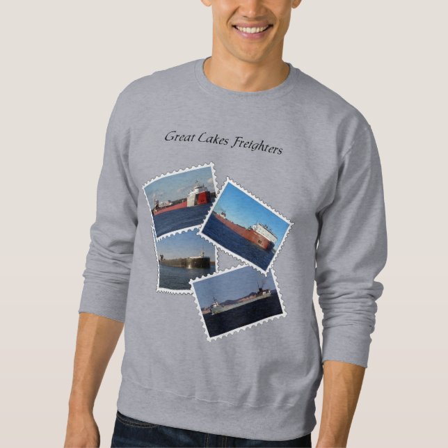 Great Lakes Freighters Briefmarke Shirt Schwarze B (Vorderseite)