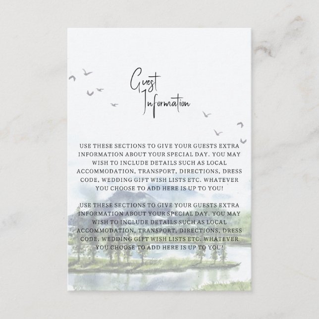 Great Lakes Guest Information Card Begleitkarte (Vorderseite)