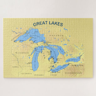 Great Lakes Karte von Nordamerika 20x30