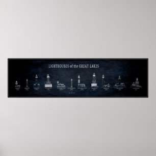 GREAT LAKES LEUCHTTURM-PLAN POSTER