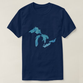 Great Lakes Map Kontur Silhouette T-Shirt