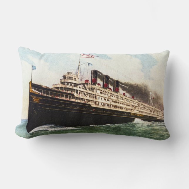 Great Lakes Passagier-Dampfer-Stadt von Detroit Lendenkissen (Vorderseite)