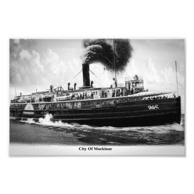 Great Lakes Passagierdamer D&C Stadt Mackinac Fotodruck (Vorne)