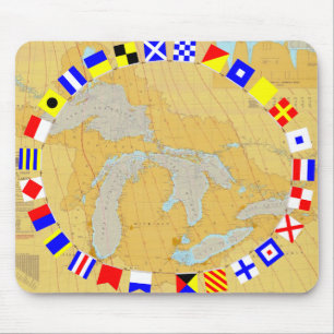 Great Lakes Seediagramm-u. Signal-Flaggen Mousepad