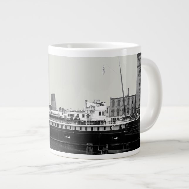 Great Lakes Ship Virginia @ Milwaukee 1890er Foto Jumbo-Tasse (Vorderseite Rechts)