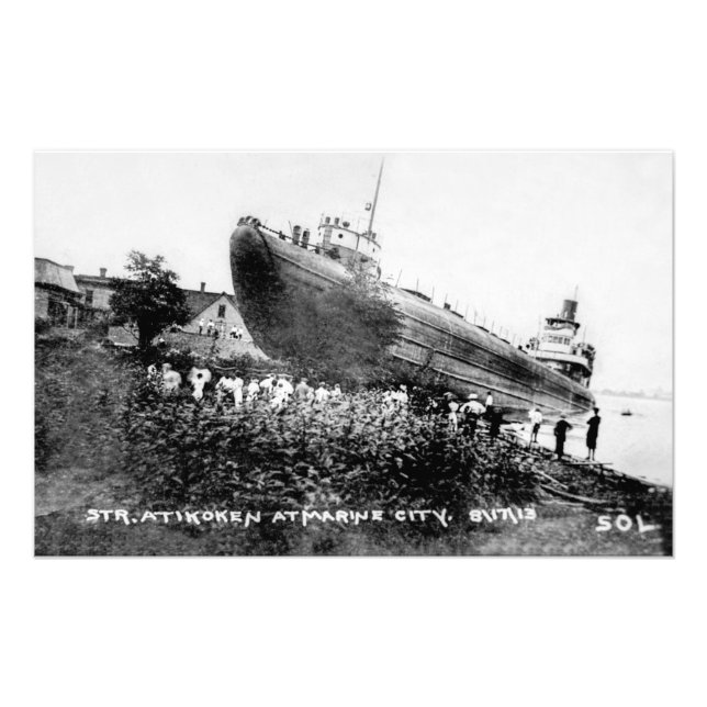 Great Lakes whaleback Dampfschiff Atikoken / Atiko Fotodruck (Vorne)