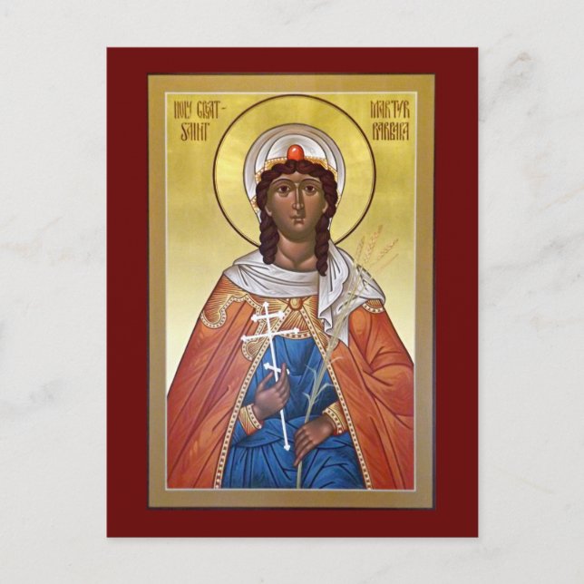 Great Martyr Barbara Prayer Card Postkarte (Vorderseite)