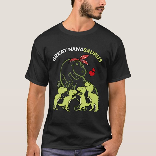 Great Nanasaurus Great Nana 4 Kids Dinosaur Mother T-Shirt (Vorderseite)