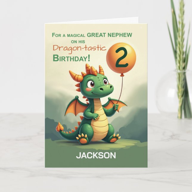 Great Nephew 2. Geburtstag Personalisieren Niedlic Karte (Vorderseite)