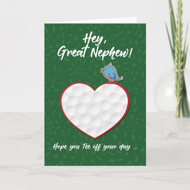 Great Nephew Golf Sports Heart Valentine Preteen Karte (Vorderseite)
