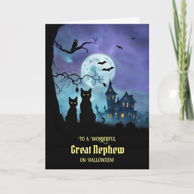Great Nephew Halloween mit Spuk Haus Karte (Vorderseite)