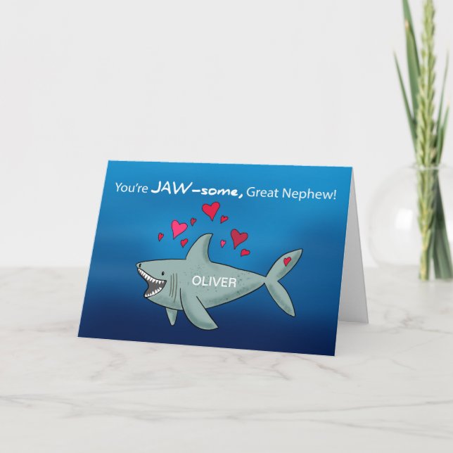 Great Nephew Valentinstag Shark Karte (Vorderseite)