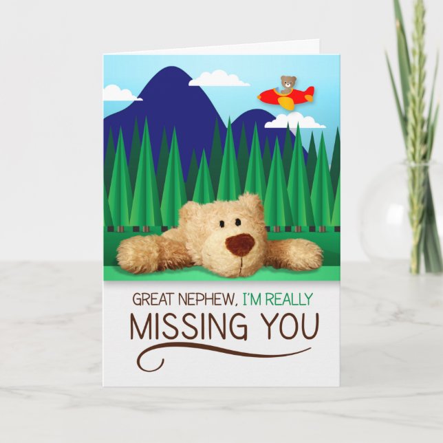 Great Nephew Vermisst Sie Flugzeug und Teddy Bear Karte (Vorderseite)