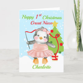 Great Niece Happy 1. Weihnachtspenguin Ballerina Feiertagskarte