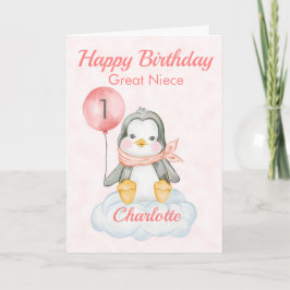Great Niece Penguin Happy 1. Geburtstag Karte