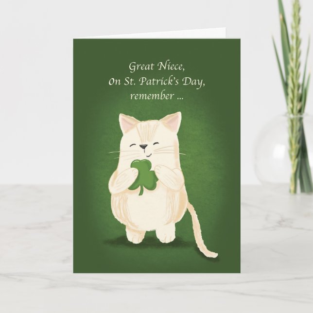 Great Niece St Patricks Day Niedlich Kitten Kleebl Karte (Vorderseite)