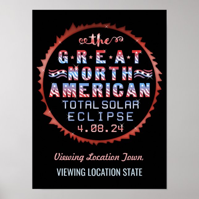 Great North American Solar Eclipse 8. April 2024 Poster (Vorne)